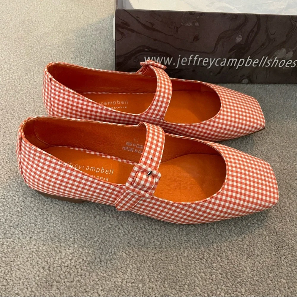 Anthropologie Jeffrey Campbell square-toe Mary Jane flats in orange - Picture 6 of 16